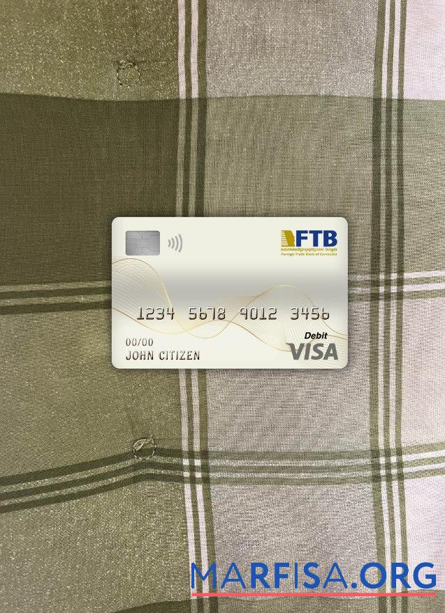 Blank Cambodia Foreign Trade bank visa debit card photolook front download for verification